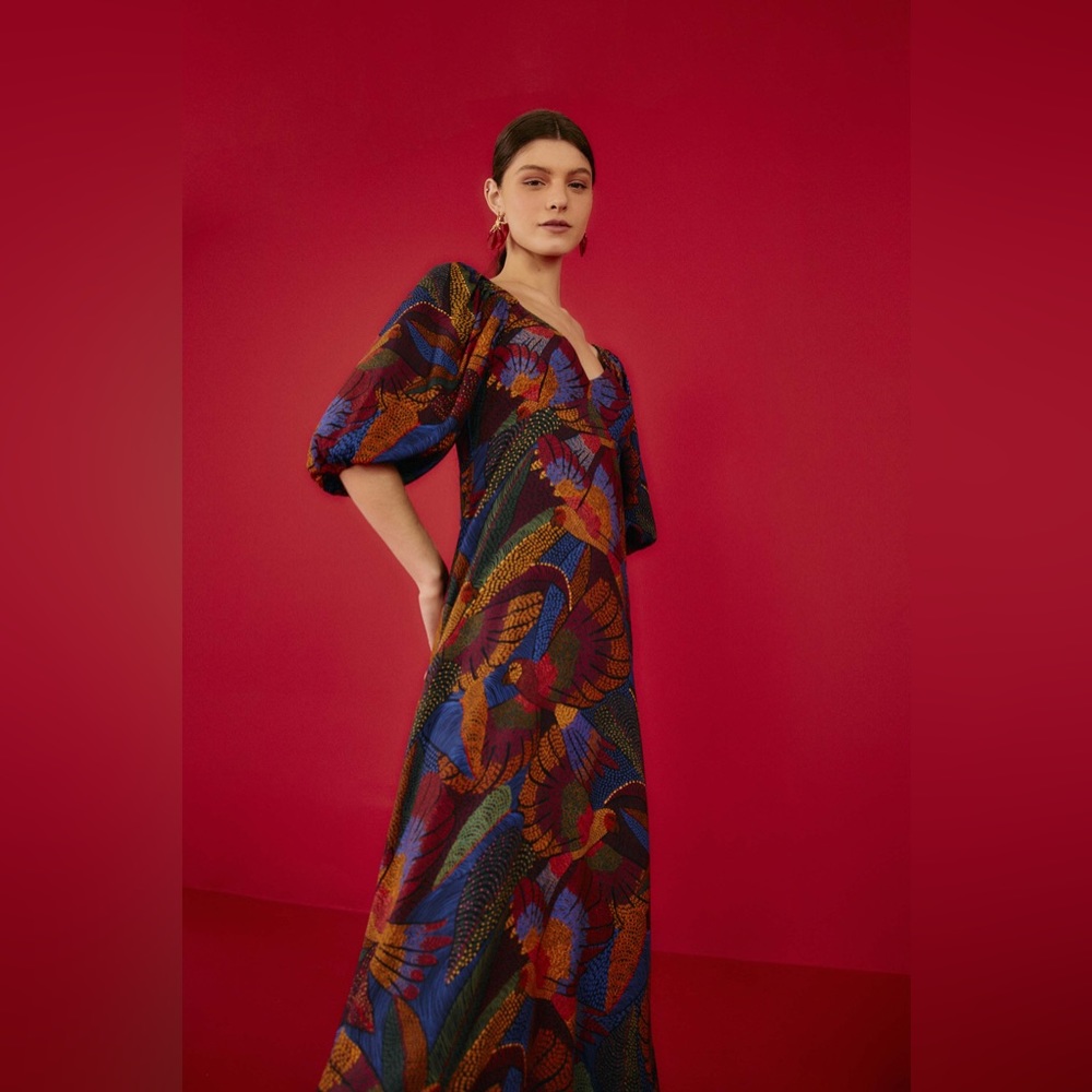 Farm Rio Dotted Macaws Maxi Dress (Like New)